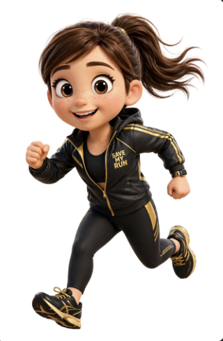 Corredora com o uniforme Save my Run
